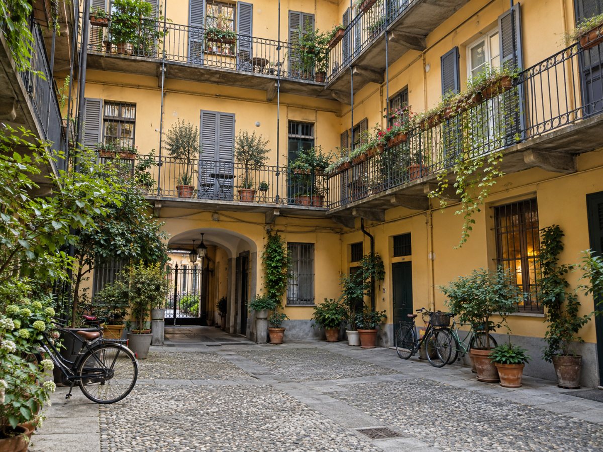 Cortile di una casa di ringhiera a Milano