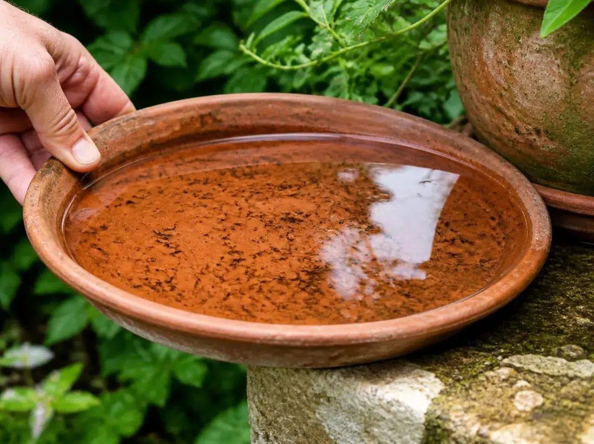 Sottovaso con acqua stagnante dove nascono le larve