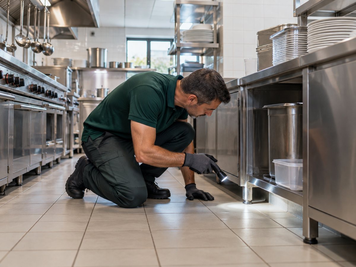 Tecnico ispeziona la cucina di un ristorante in Lombardia